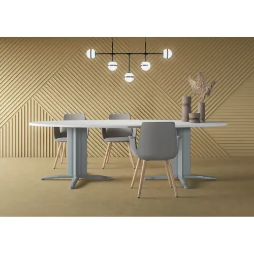 Table r&eacute;union ovale 200x120 noyer/blanc photo du produit