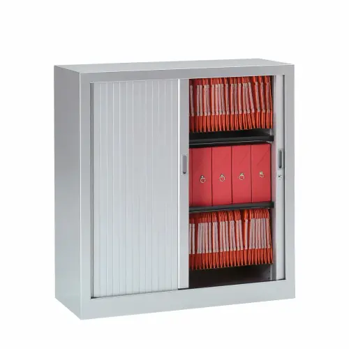 Armoire basse à rideaux métalliques - 100 x 100 cm - Alu photo du produit