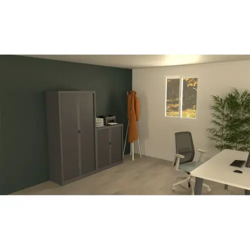 Armoire haute métallique - 198 x 100 cm - Anthracite photo du produit