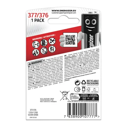Pile oxyde d'argent 377/376 - 1,55V - ENERGIZER photo du produit