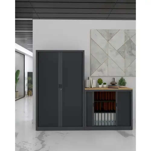 Armoire basse à rideaux 100x120 cm - anthracite photo du produit