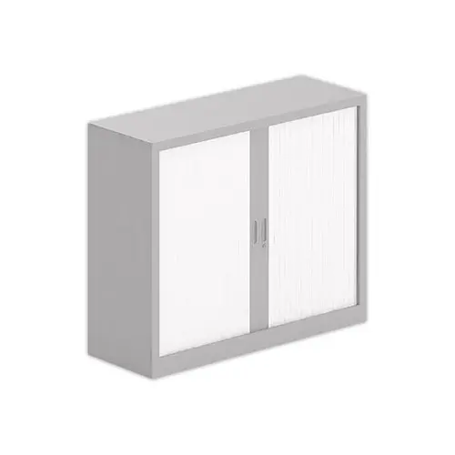 Armoire basse à rideaux - Aluminium/blanc - 100x120 cm photo du produit