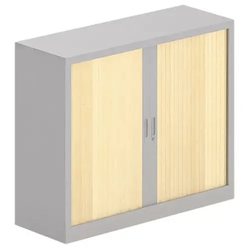 Armoire basse à rideaux - 100x120 cm - Alu/hêtre photo du produit