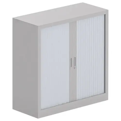 Armoire basse &agrave; rideaux m&eacute;talliques - 100 x 100 cm  - Alu / Gris photo du produit