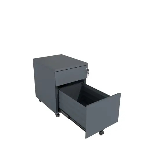 Caisson mobile métallique - 2 tiroirs - Anthracite photo du produit