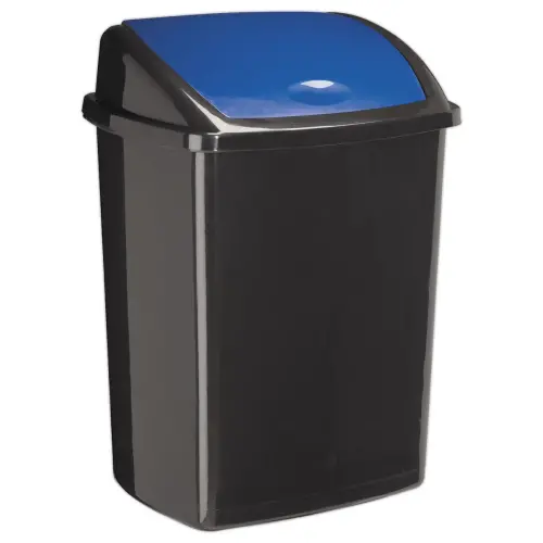Poubelle à couvercle basculant plastique 50L bleu photo du produit