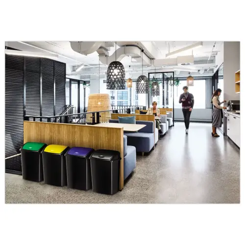 Poubelle à couvercle basculant plastique 50L bleu photo du produit