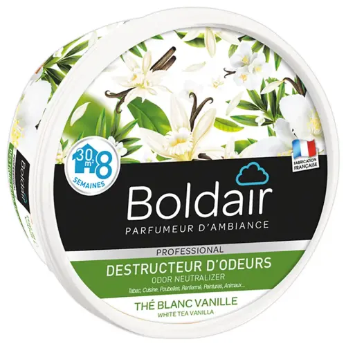 Gel solide destructeur d'odeur - Vanille thé blanc - 300 g - Boldair photo du produit