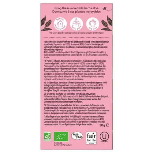 Pukka Infusion Menthe Poivr&eacute;e et R&eacute;glisse 20 sachets photo du produit