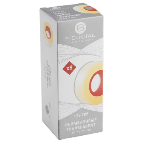 8 Rouleaux d'adh&eacute;sif transparent - 33 m x 19 mm - Fiducial photo du produit