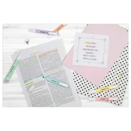 6 Surligneurs swing cool Pastel - Pointe biseautée - Coloris assortis - STABILO photo du produit