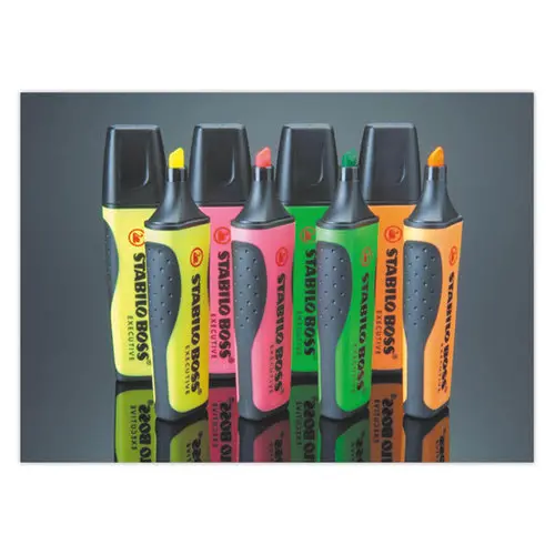 4 surligneurs BOSS EXECUTIVE - pointe biseautée - jaune, vert, orange, rose - STABILO photo du produit