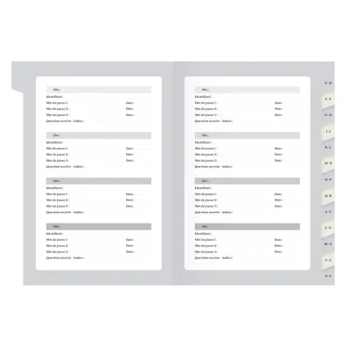 CARNET DE MOTS DE PASSE FR grimoire photo du produit