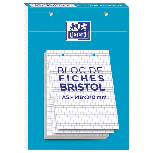 Fiches Bristol - A5 - Petits carreaux 5x5 - OXFORD photo du produit