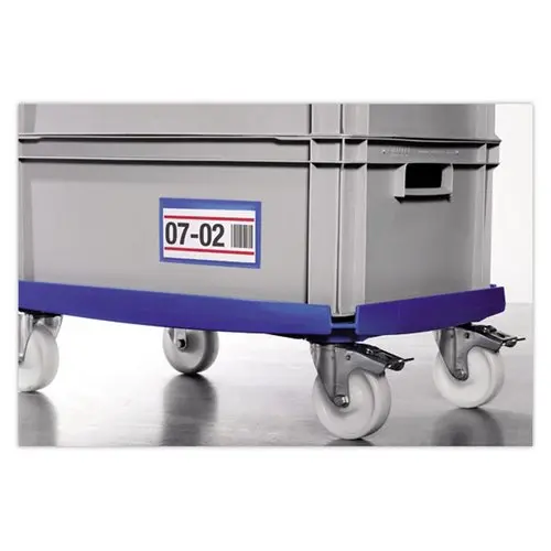 50 Pochettes porte-&eacute;tiquettes - 150 x 67 mm - 2 bandes adh&eacute;sives permanentes - Bleu - Durable photo du produit