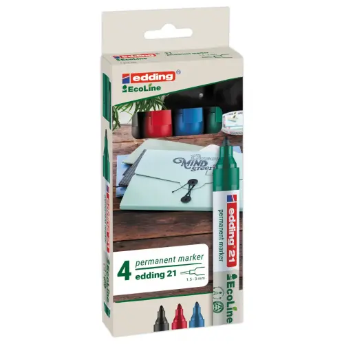 4 Marqueurs permanents Ecoline Edding - E 21 - Ogive photo du produit