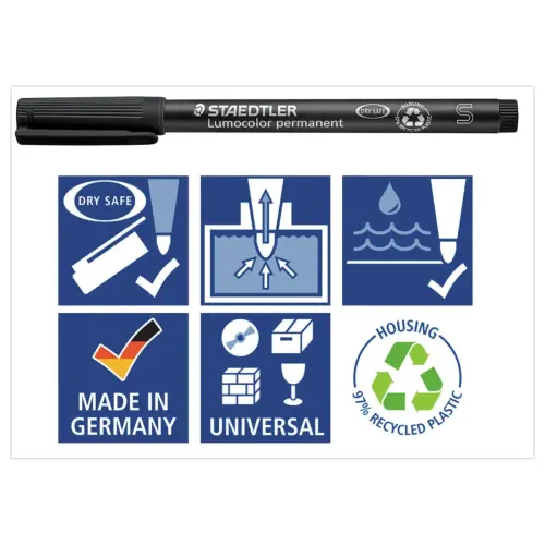 Feutre de r&eacute;troprojection permanent Lumocolor - 0,4mm - noir - STAEDTLER photo du produit