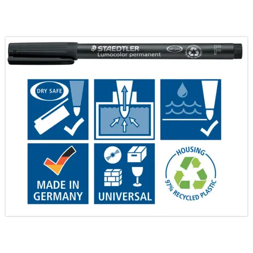 Feutre permanent universel Lumocolor - 0.6 mm - Noir - Staedtler photo du produit