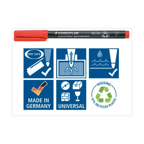 Feutre permanent universel Lumocolor - 0.6 mm - Rouge - Staedtler photo du produit