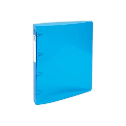 Classeur 4 anneaux polypropylène transparent glacé - Dos 4 cm - Bleu - Exacompta photo du produit