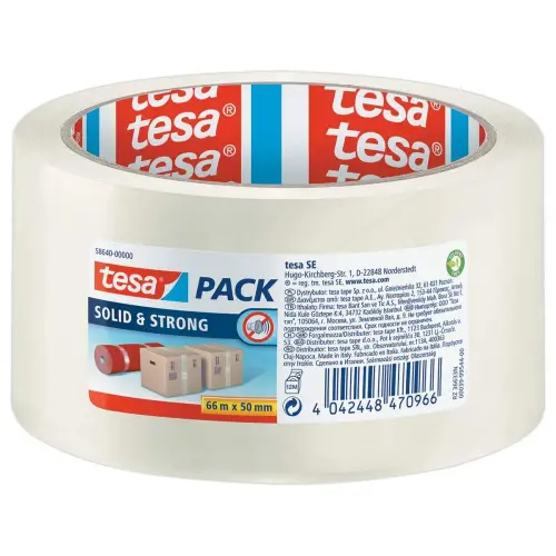 Rouleau d'adh&eacute;sif PP transparent SOLIDSTRONG - 66m x 50mm - TESA photo du produit