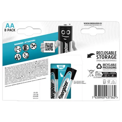 8 Piles alcalines Max Plus LR6 (AA) - ENERGIZER photo du produit