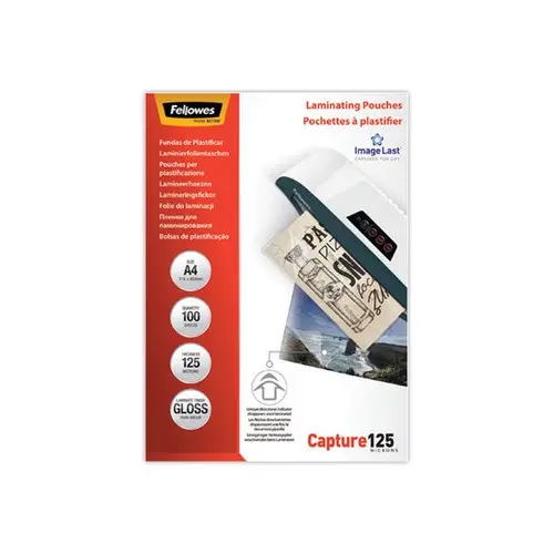 100 Pochettes de plastification à chaud brillantes - A4 - 2x125µ - Fellowes photo du produit