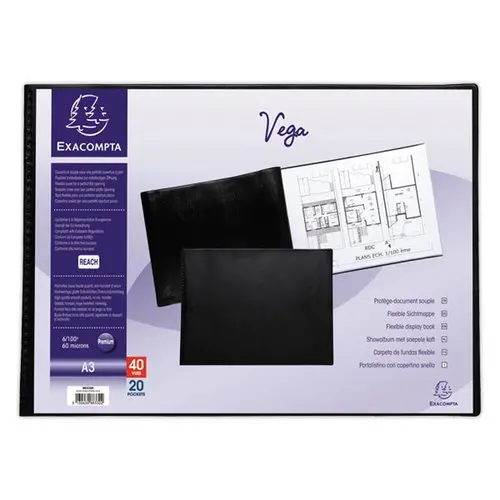 Prot&egrave;ge-documents  VEGA A3 - 20 poches - Noir - EXACOMPTA photo du produit