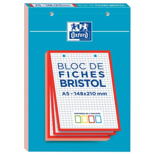 Bloc 30 feuilles de fiches bristol rouge A5 5x5 photo du produit