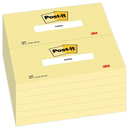 Notes repositionnables - 76 x 127 mm - Jaune pastel - Post-It photo du produit