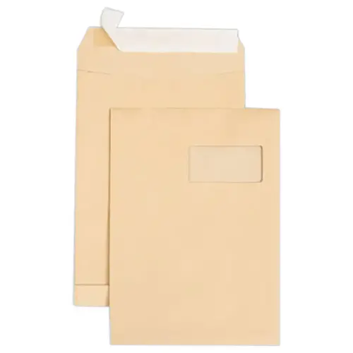 250 Pochettes kraft silicon&eacute;es avec fen&ecirc;tre - 229 x 324 mm - IPC Bong photo du produit