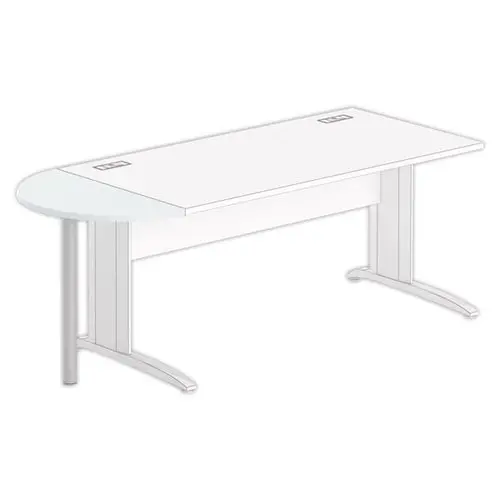 1/2 Lune bureau rectangulaire gris/alu photo du produit