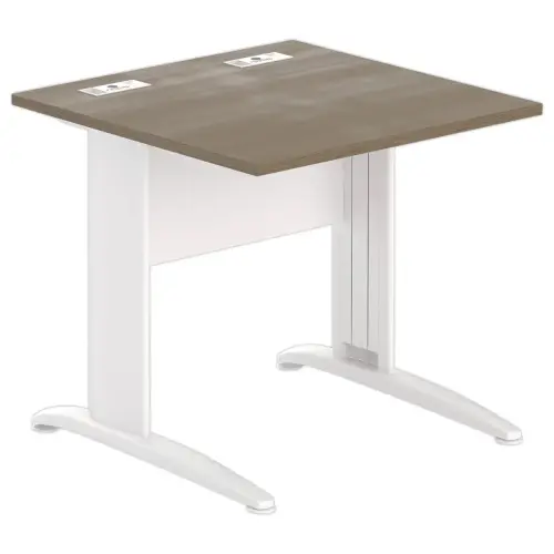 Table 80 x 80 noyer - pieds blanc photo du produit