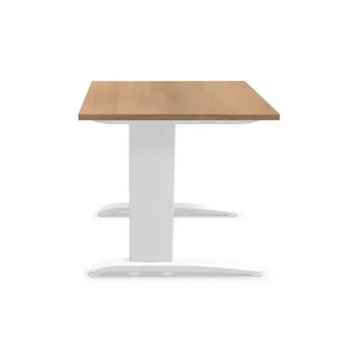 Table 80 x 80 noyer - pieds blanc photo du produit