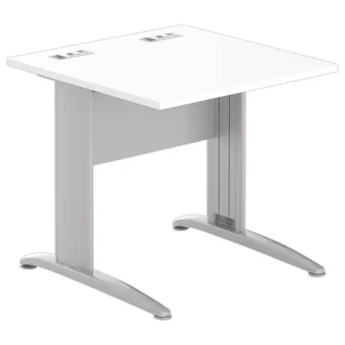 Table 80 x 80 blanc - pieds aluminium photo du produit