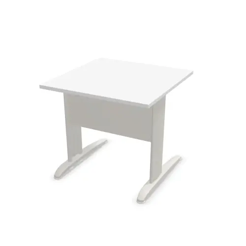 Table 80 x 80 blanc - pieds aluminium photo du produit