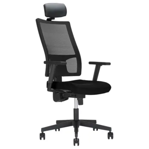 Siège de bureau synchrone Taktik - Monté - Avec accotoirs et têtière photo du produit