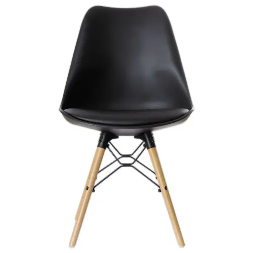 2 Chaises DOGEWOOD pied h&ecirc;tre assise noire mont&eacute;es photo du produit