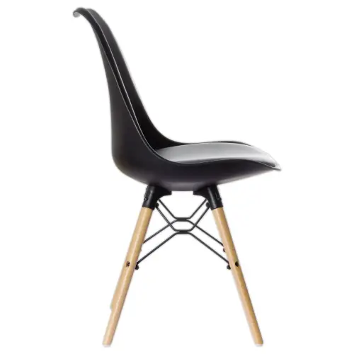 2 Chaises DOGEWOOD pied h&ecirc;tre assise noire mont&eacute;es photo du produit