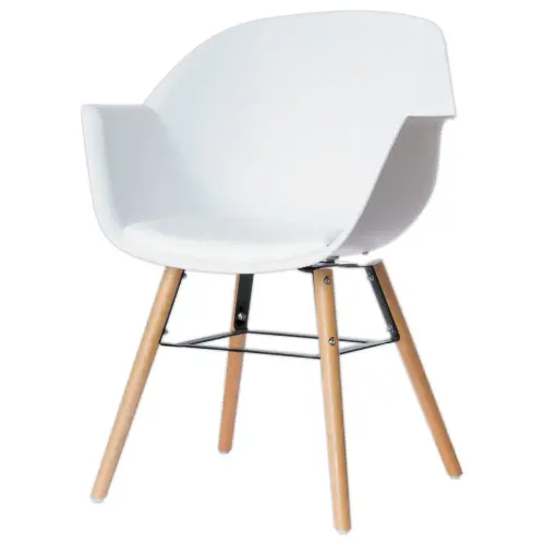 2 Fauteuils WISEMAN pieds hêtre assise blanche montés photo du produit