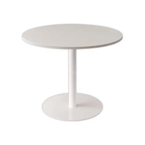Table basse EASYDESK Diam 80cm pied blanc plateau blanc photo du produit
