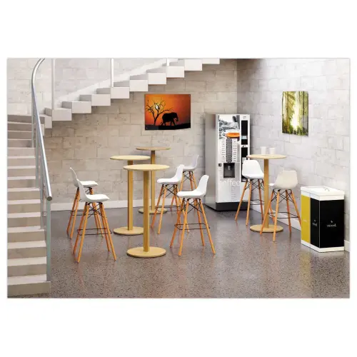 2 Tabourets STEELWOOD pied hêtre assise noire montés photo du produit