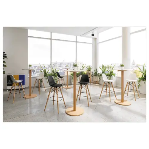 2 Tabourets STEELWOOD pied hêtre assise noire montés photo du produit