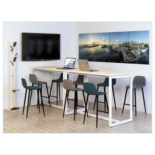 Table haute Easydesk - 150 x 75 cm - Pied blanc et plateau hêtre - Paperflow photo du produit