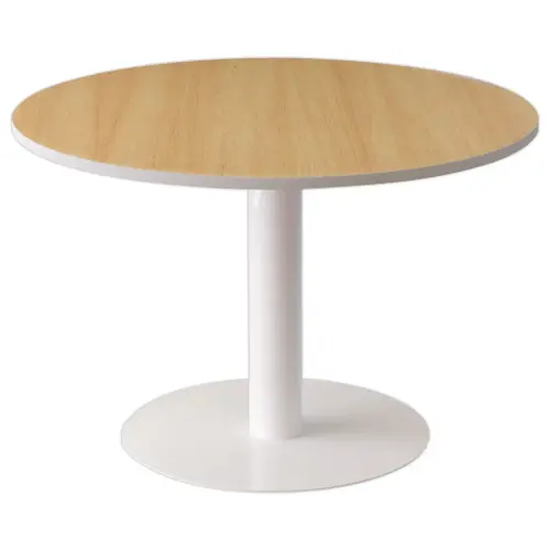 Table EASYDESK ronde &Oslash;115cm pied blancplateau h&ecirc;tre photo du produit