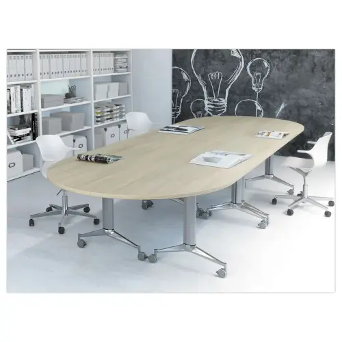 Table rabattable avec roulettes - 150x70 - Hêtre/alu photo du produit