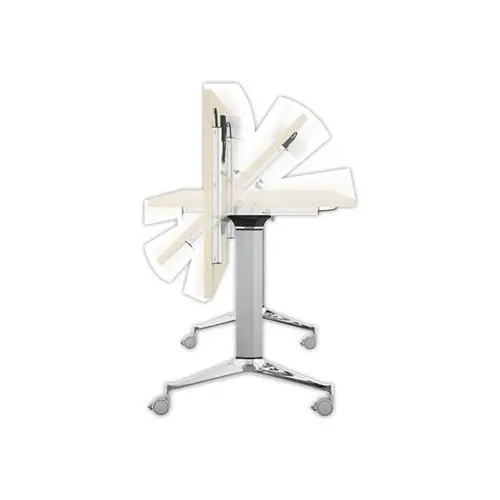 Table rabattable avec roulettes - 150x70 - H&ecirc;tre/alu photo du produit