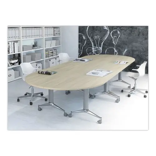 Table rabattable avec roulettes - 190 x 70 cm - Hêtre et alu - Angle à droite photo du produit