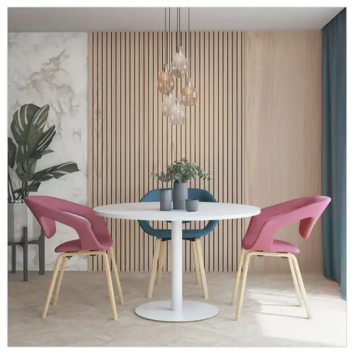 Table ronde diam 116 cm plateau blanc pied blanc pied tulipe photo du produit