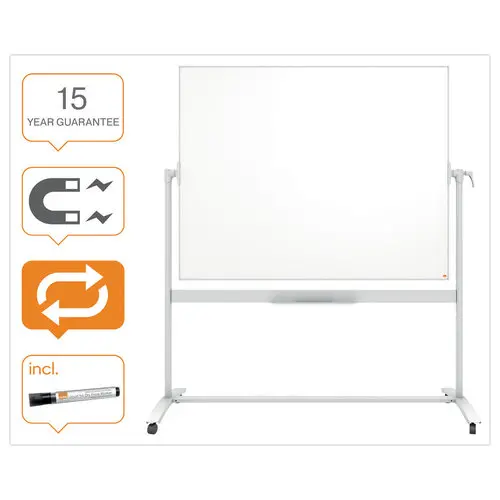 Tableau blanc magnétique mobile pivotant- 150 x 120 cm - Impression Pro -  NOBO